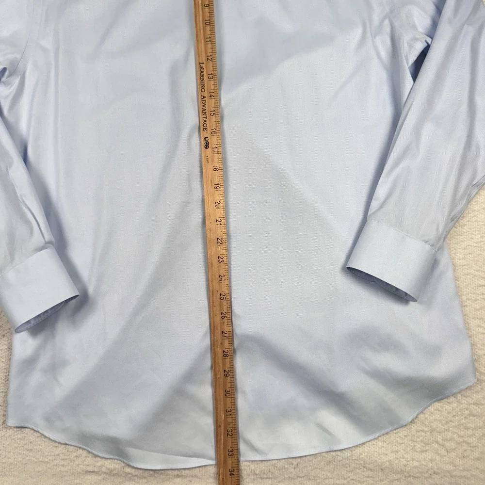 Men's Suit Supply Traveller Shirt Men's 46 18 Slim Fit Blue Twill Button‎ Front